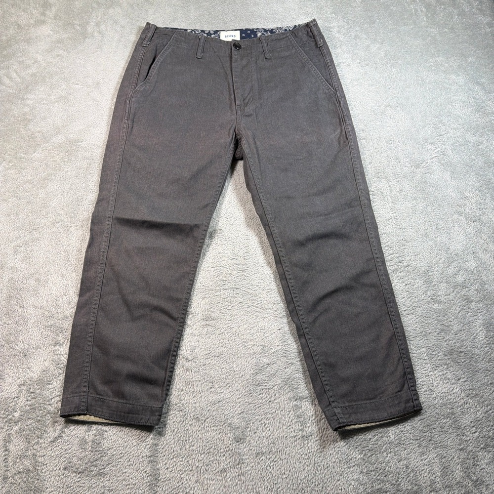 Beams Chino Cropped Pants Womens Small Gray Paisley Waistband Tapered Japan